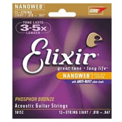 Elixir Nanoweb 12 String Light Phosphor Bronze 10-47